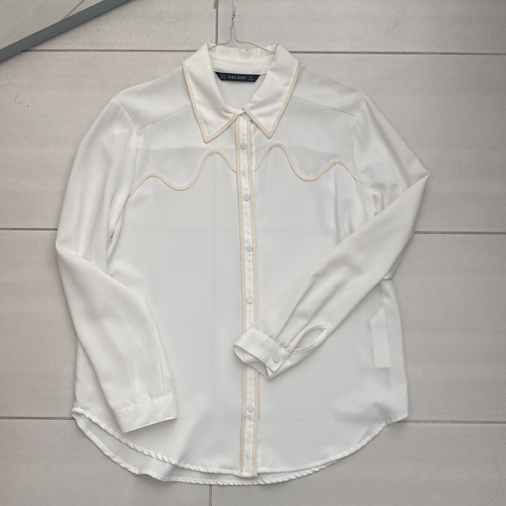 Zara white button blouse